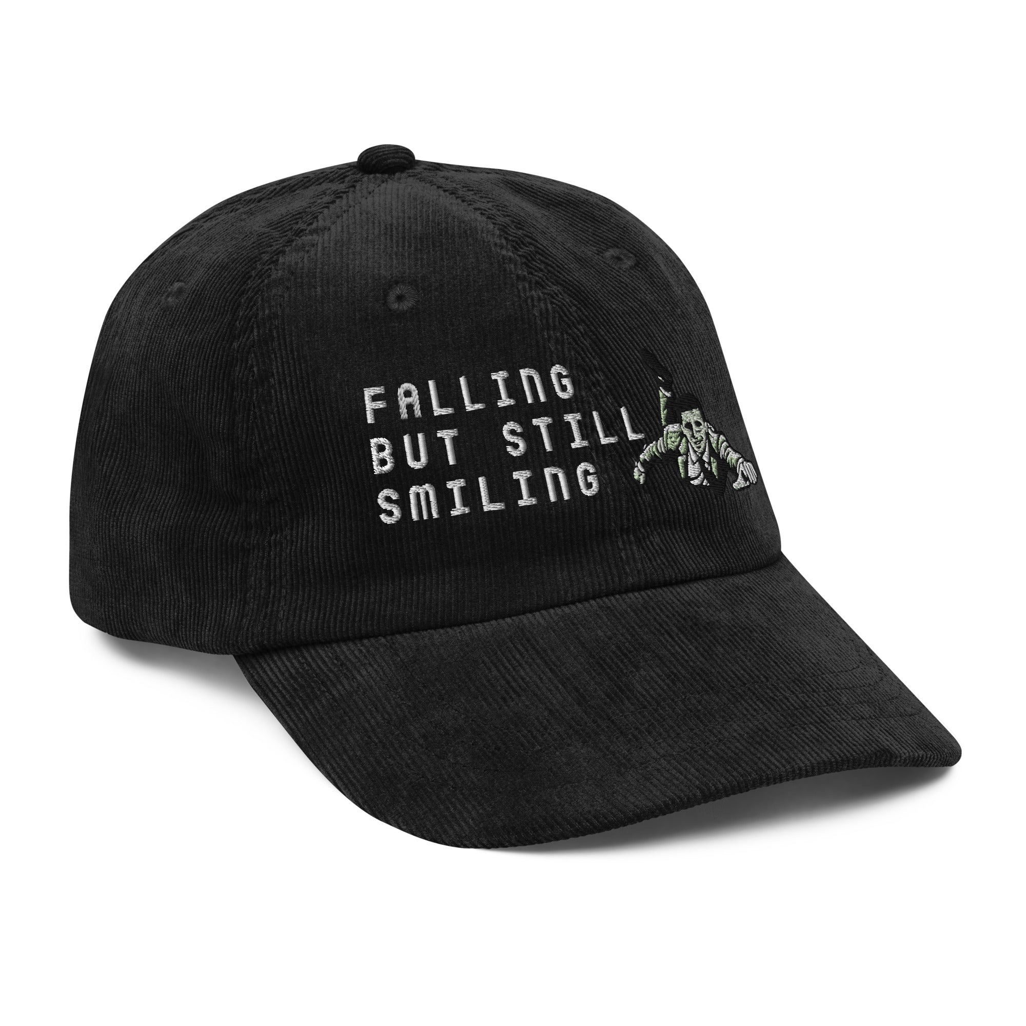 Falling but still smiling corduroy cap