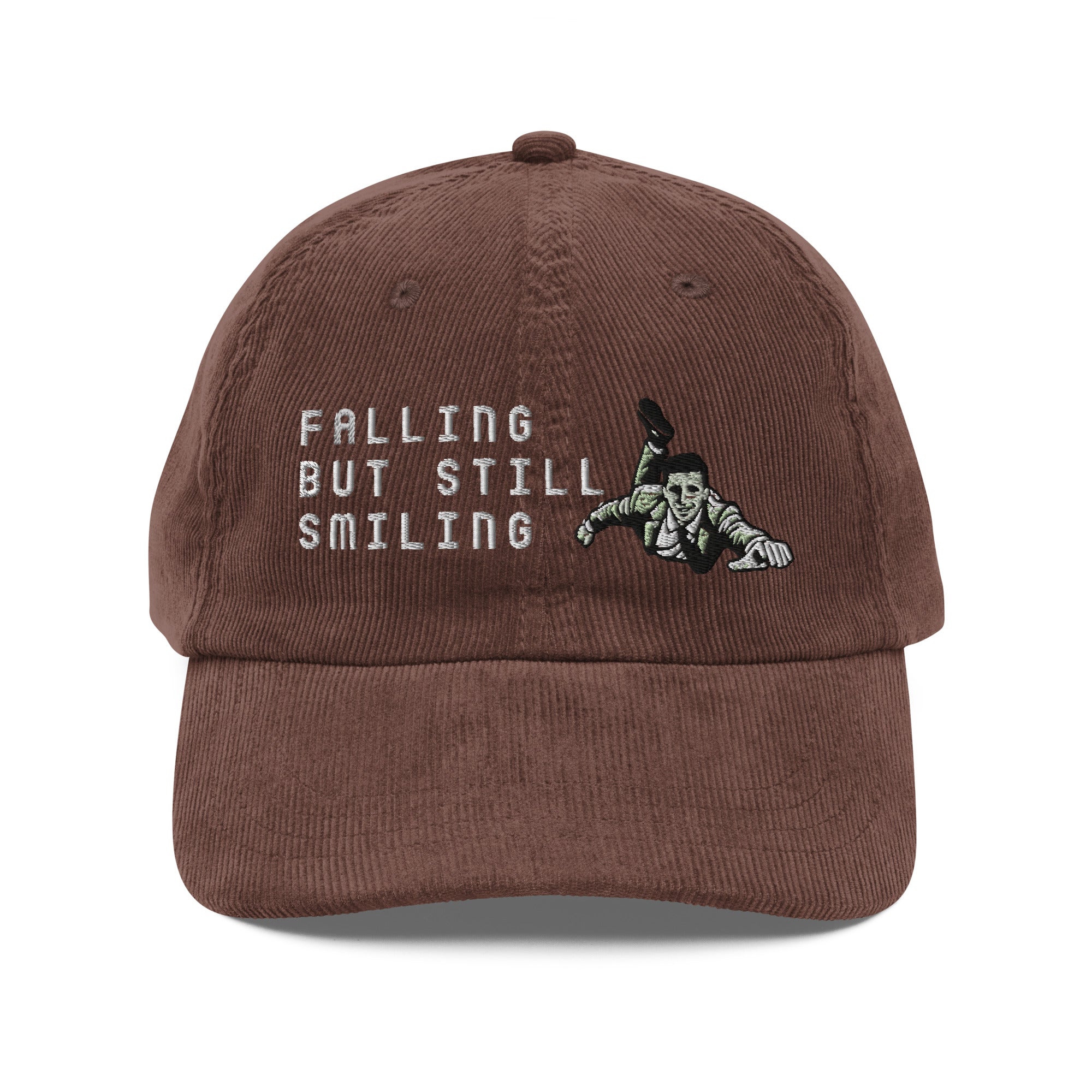 Falling but still smiling corduroy cap