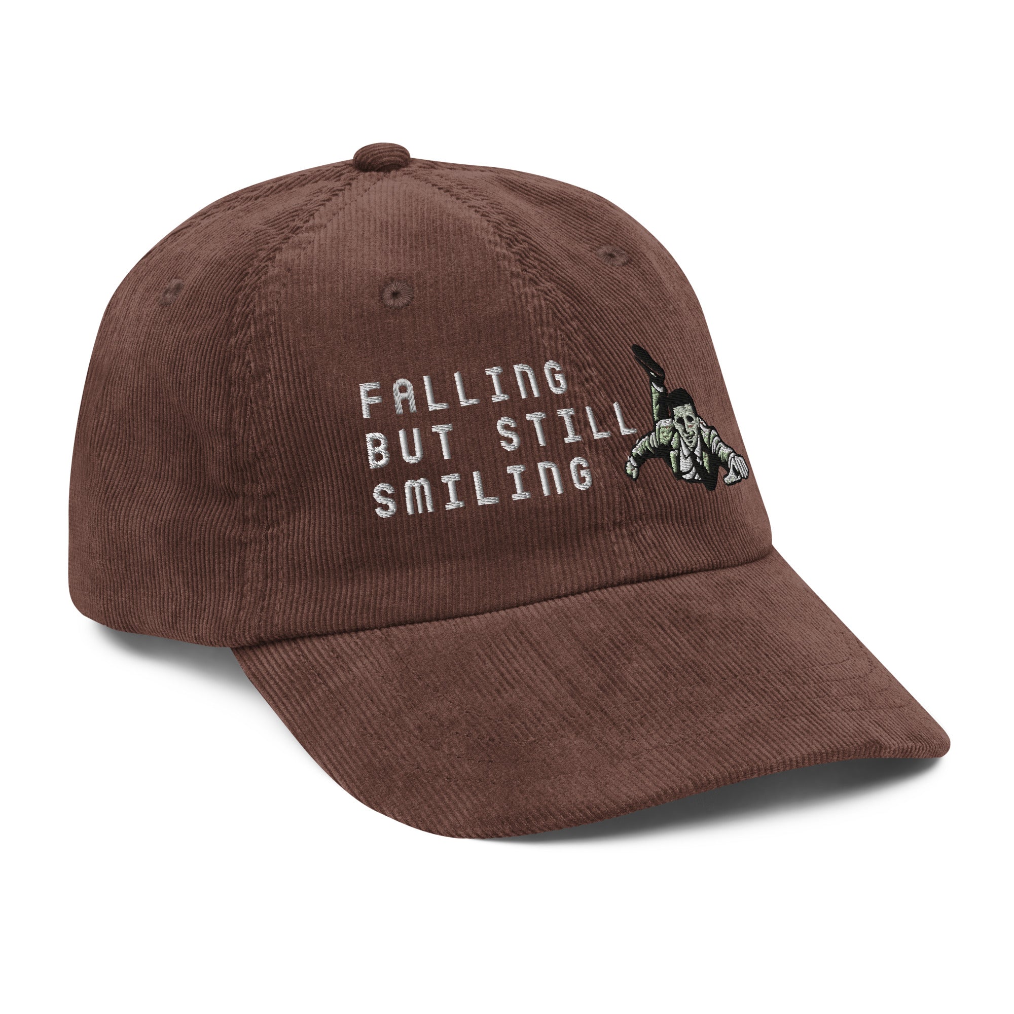 Falling but still smiling corduroy cap