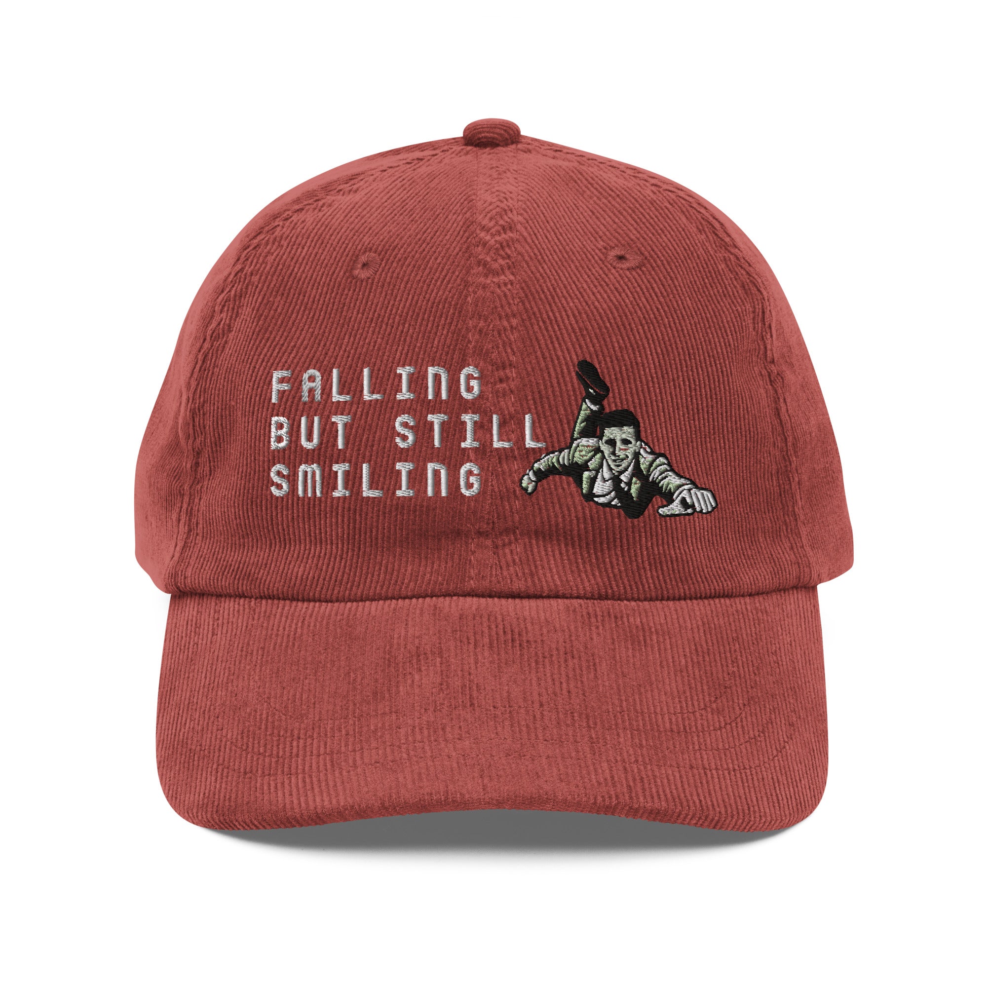Falling but still smiling corduroy cap