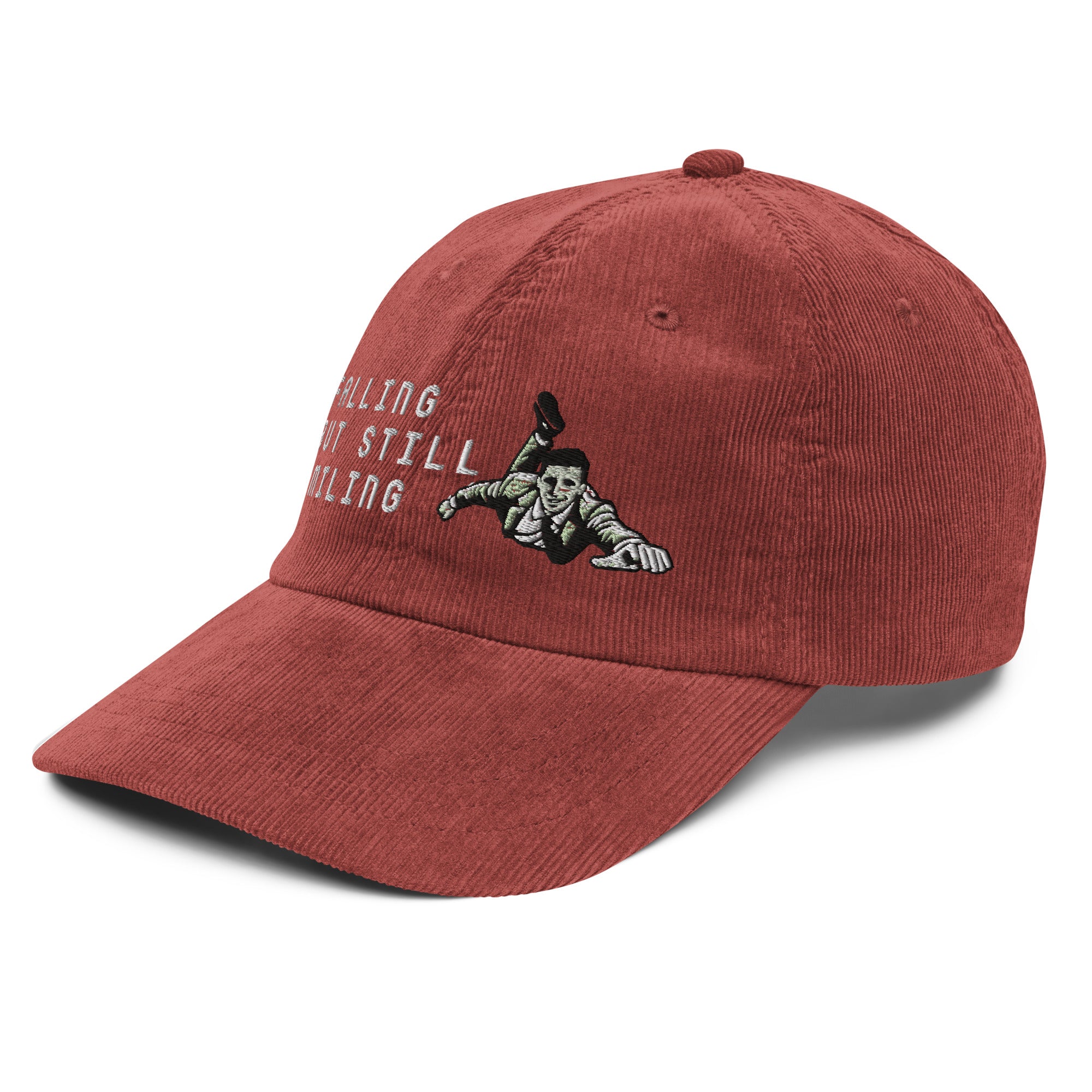 Falling but still smiling corduroy cap