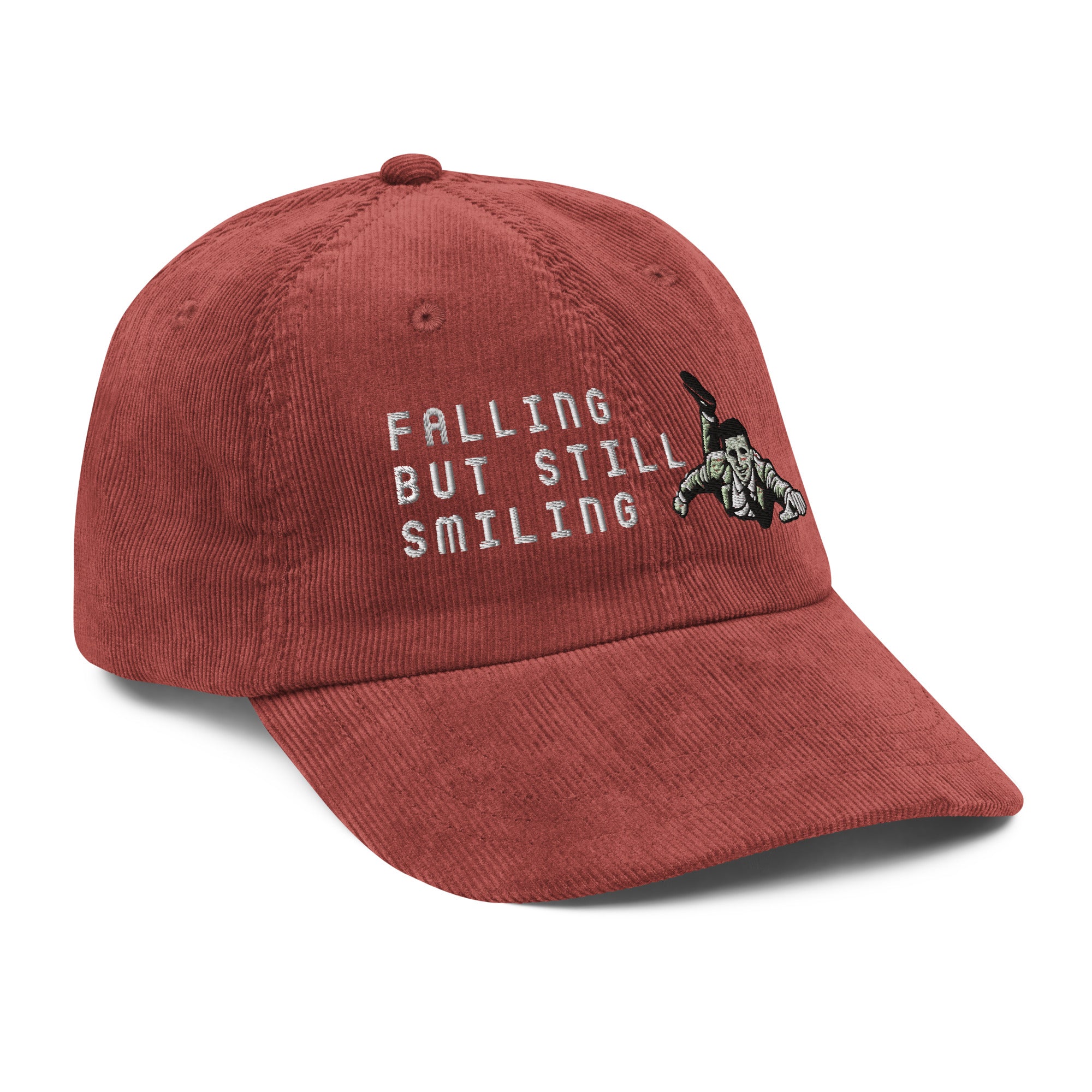Falling but still smiling corduroy cap