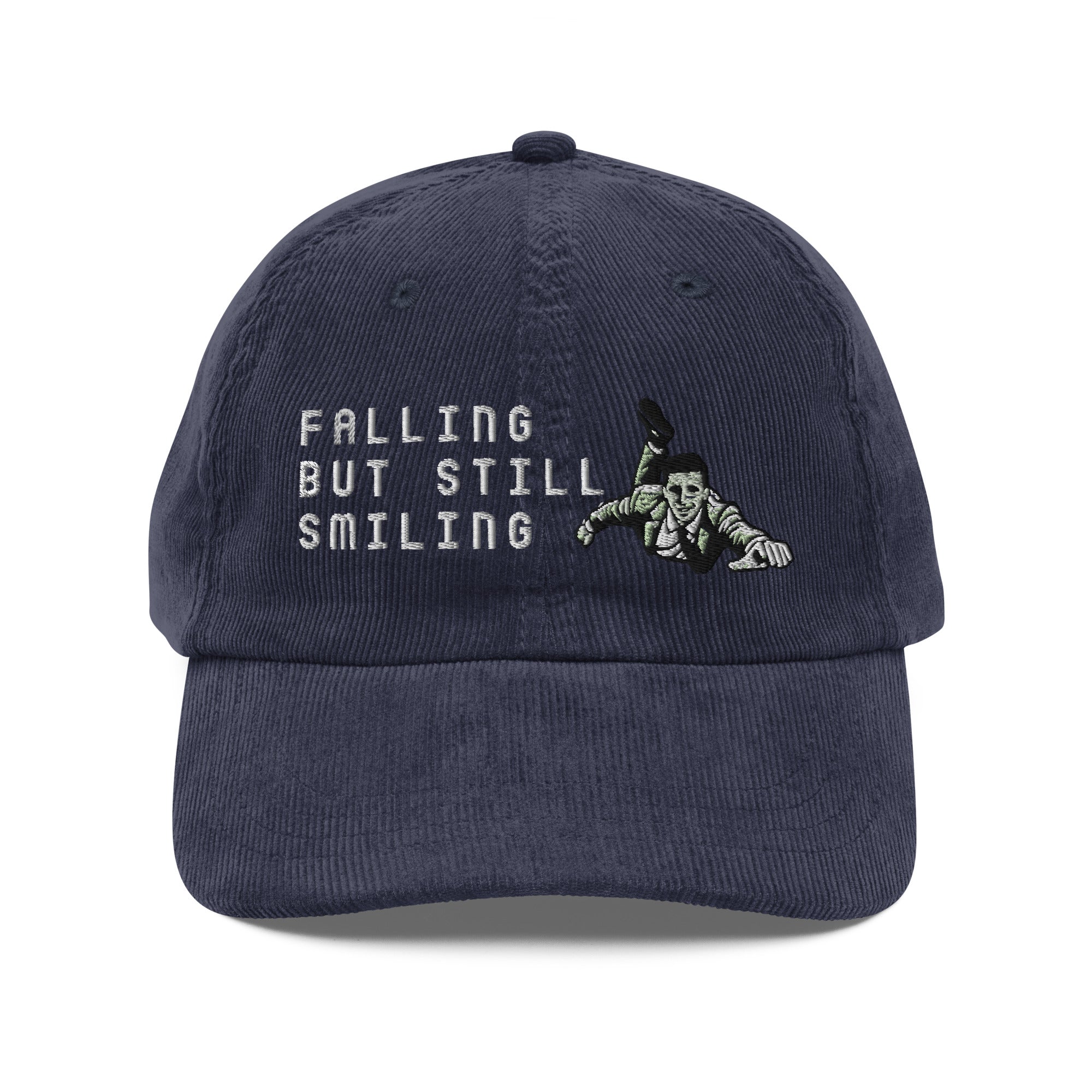 Falling but still smiling corduroy cap