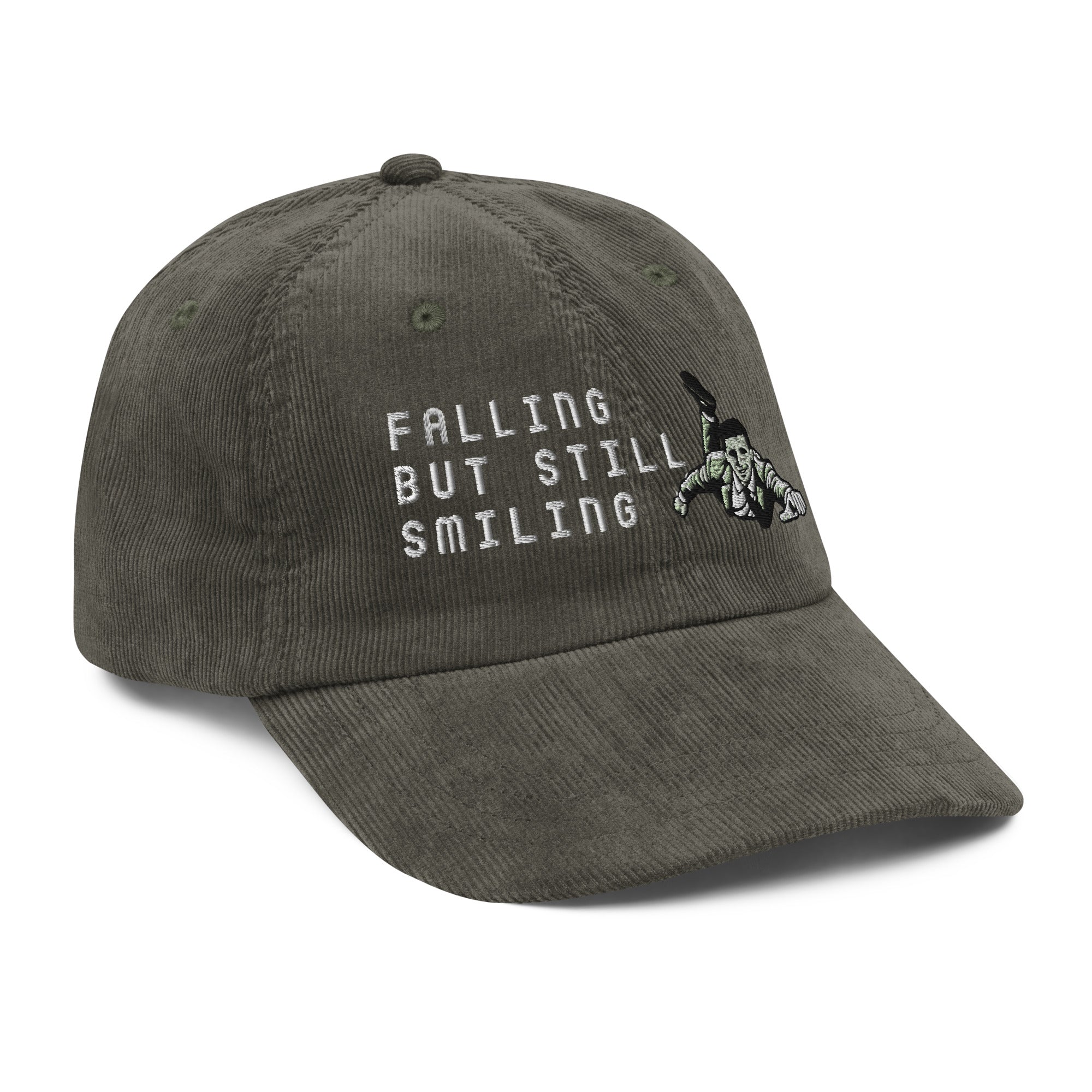 Falling but still smiling corduroy cap