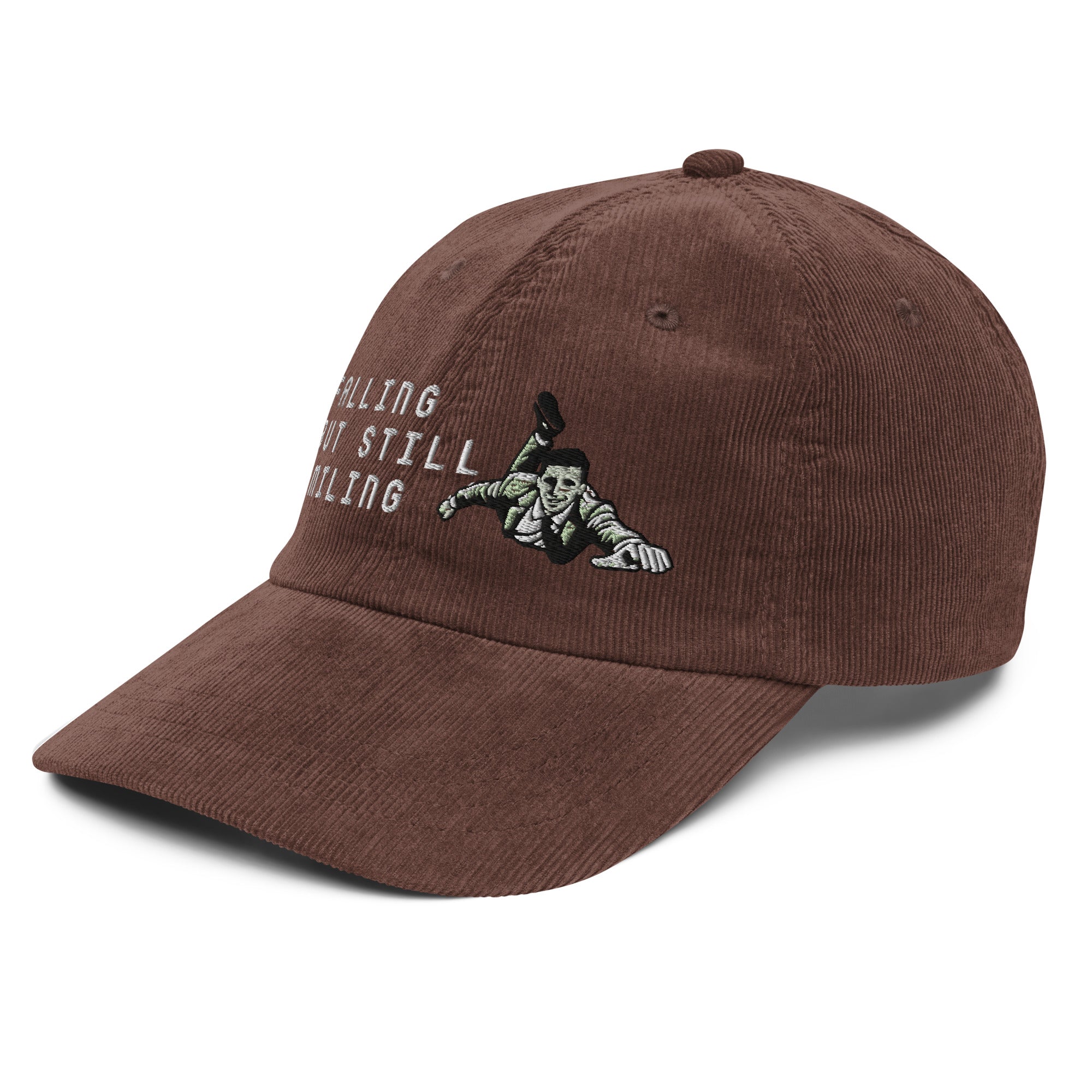 Falling but still smiling corduroy cap