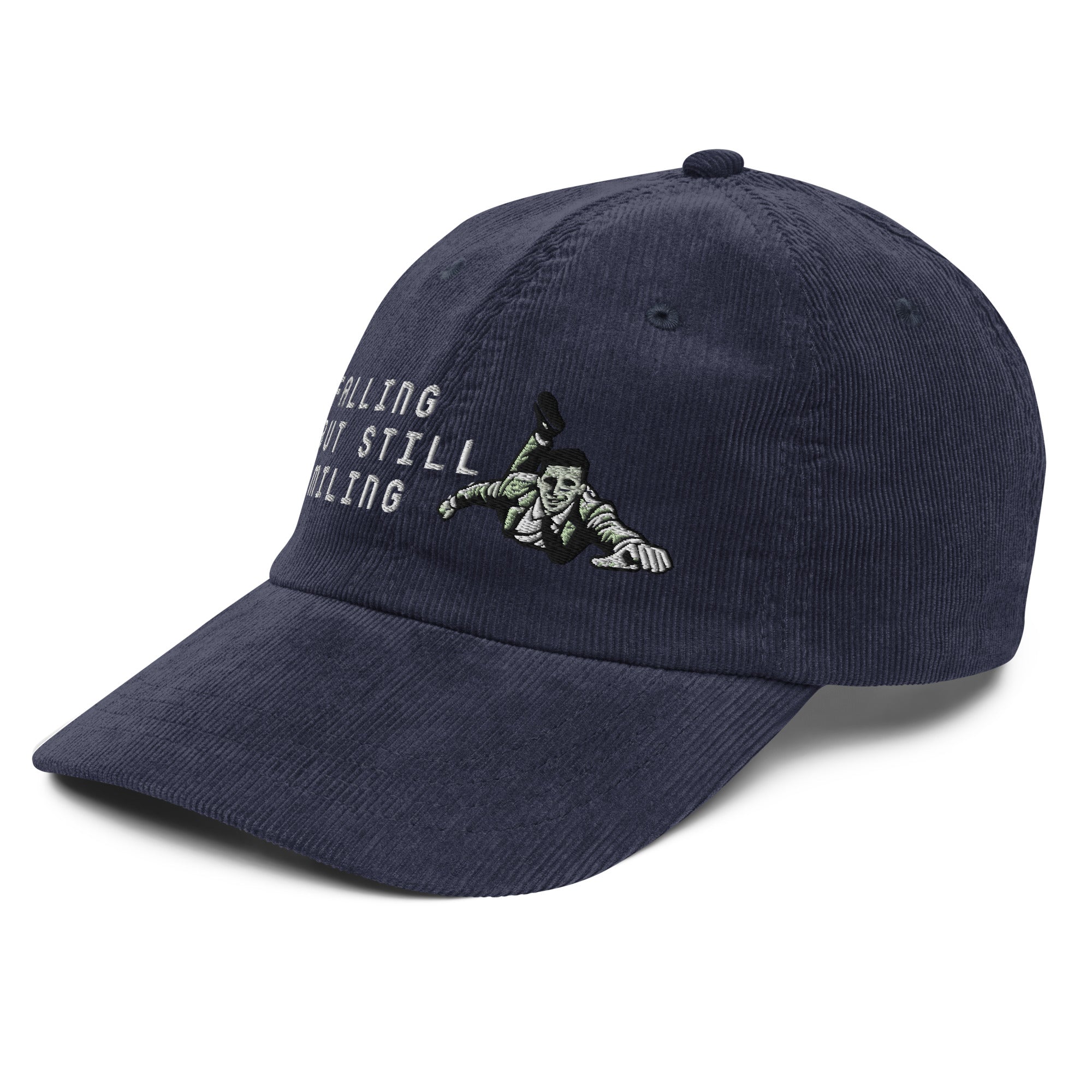 Falling but still smiling corduroy cap